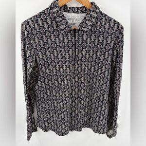 Icikuls women’s mosaic print vented mesh 1/4 zip long sleeve top size XL
